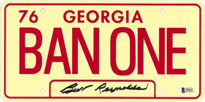 Burt Reynolds Autographed BAN ONE Georgia "Smokey and The Bandit" License Plate (Beckett)